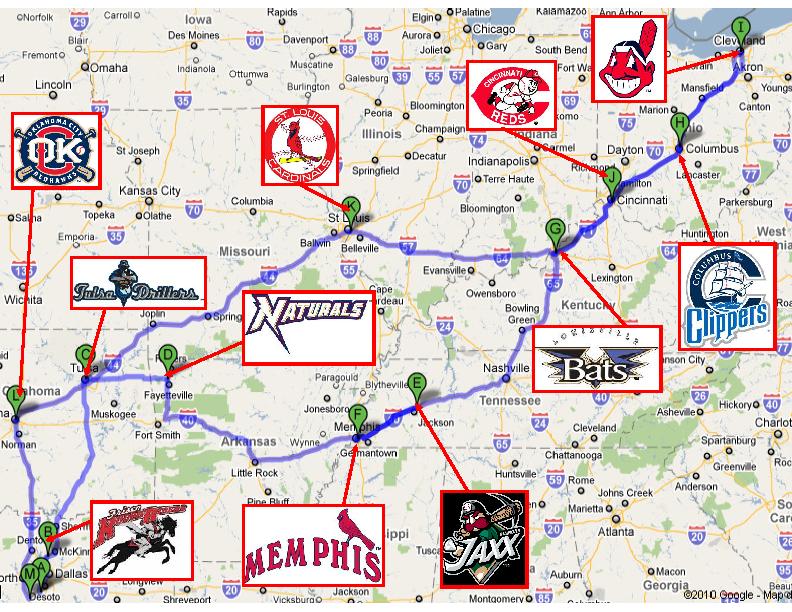 baseball road trip map