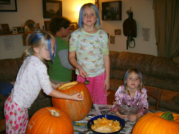 The carving of the pumkins