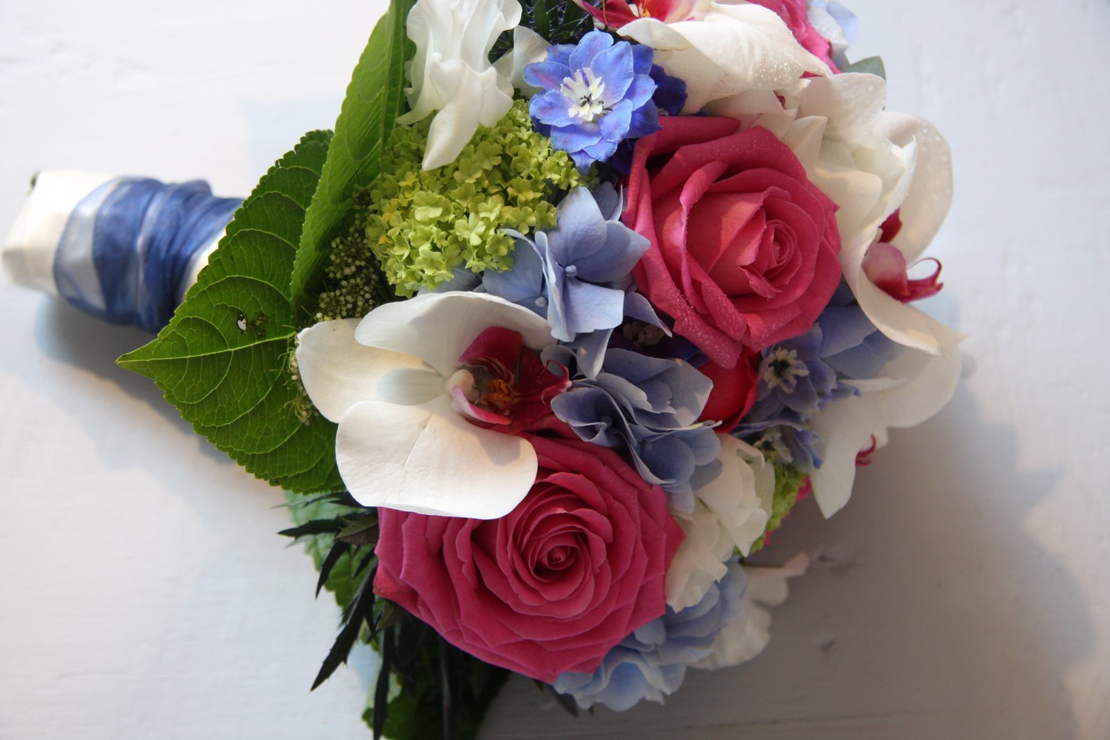 The Flower Magician Hot Pink & Royal Blue Wedding Bouquet