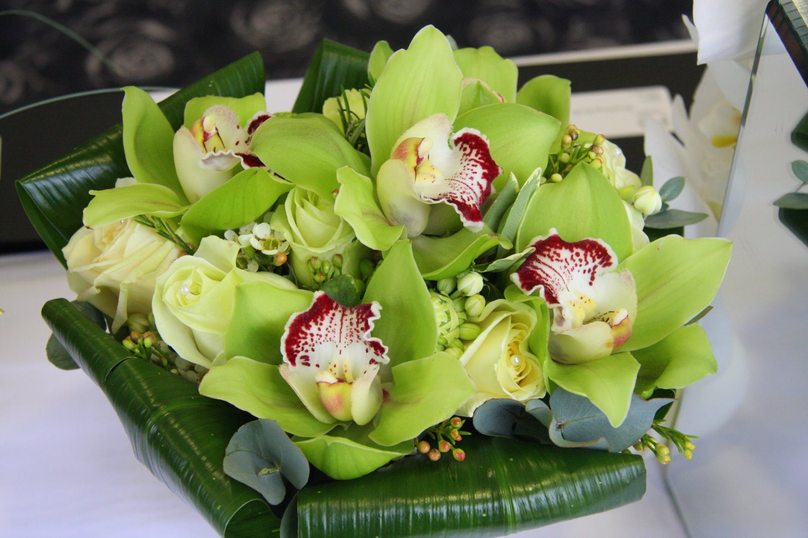 The Flower Magician Green Orchid And Green Rose Wedding Bouquet