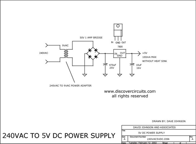 ELECTRO: POWER SUPPLY 220V AC TO 5V DC