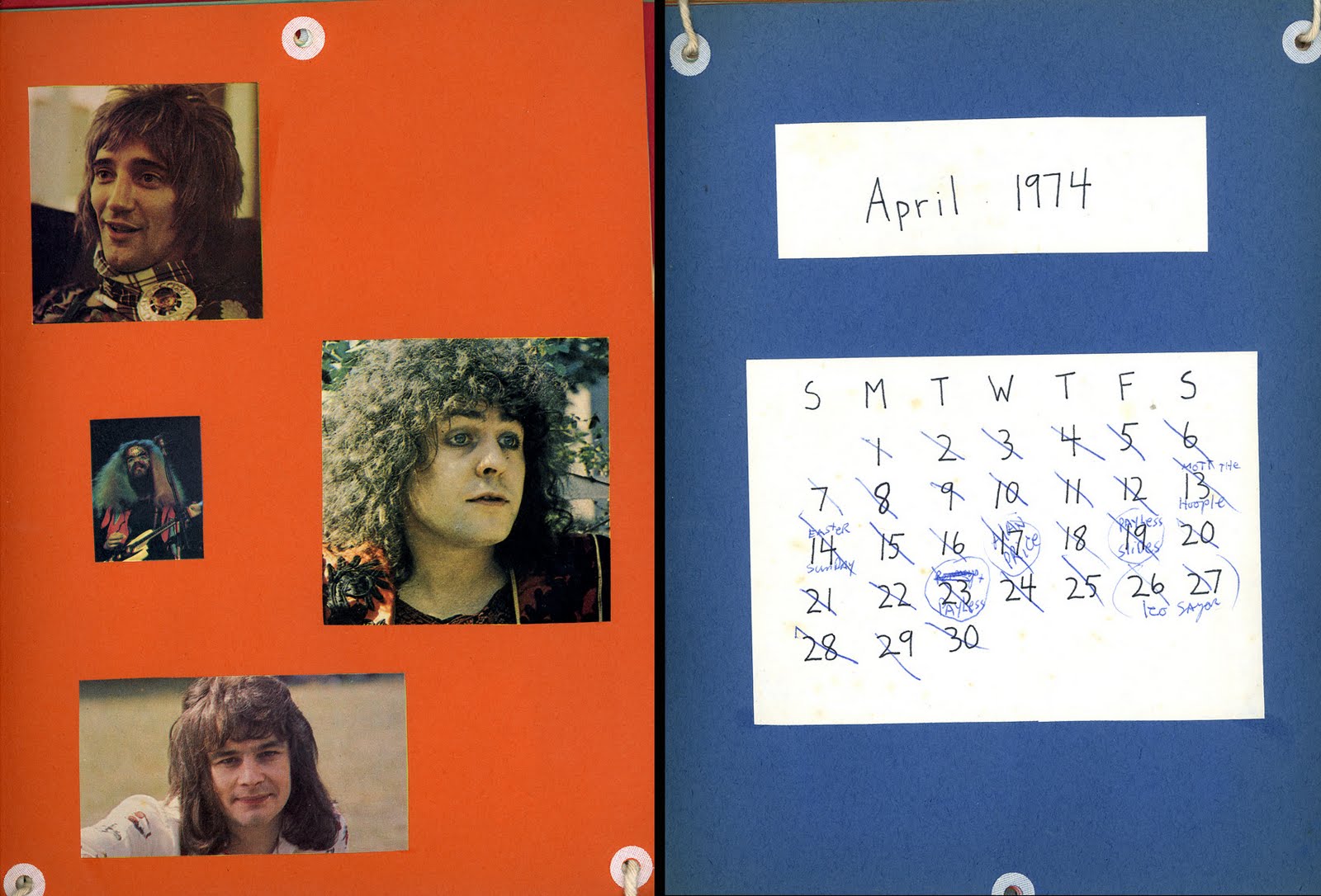 DAVID S ROCK SCRAPBOOK British Rock Calendar 1974 APRIL