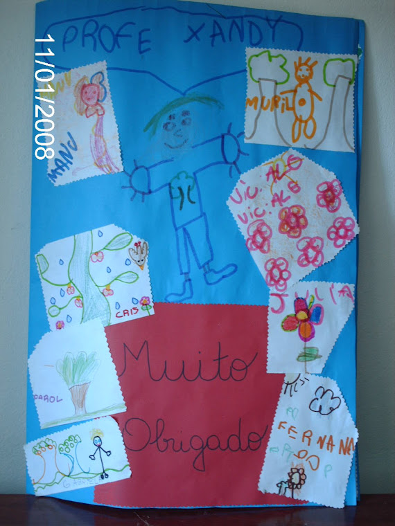 Capa do cartão de agradecimento feita pelos alunos da 1ª série do ensino fundamental da Escola.