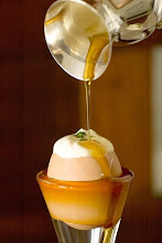 Creamed coddled egg with maple syrup