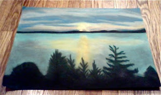 Chalk pastel drawing I made of the sun setting over the water