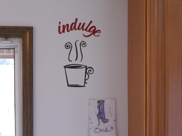 Nothin' Fancy: Vinyl words on dining room wall