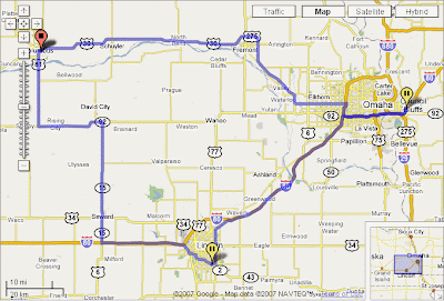 Map: Columbus-Lincoln-Council Bluffs-Columbus