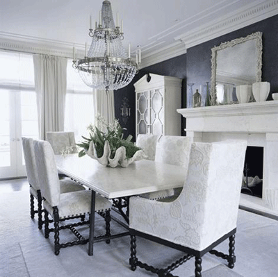 Vrooms Black  and White  Dining  room design