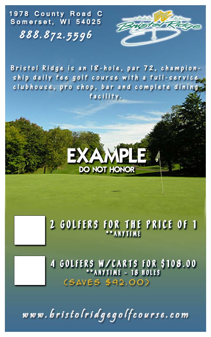 Golf Coupons in Wisconsin Bristol Ridge in Somerset Wisconsin has