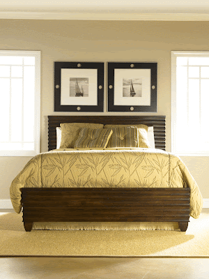 Mango Bay collection has two bed options: a platform/panel design with a tall headboard and a woven water hyacinth design 