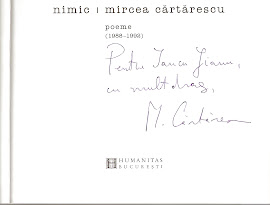 Autograful lui Mircea Cartarescu pe cartea "Nimic"