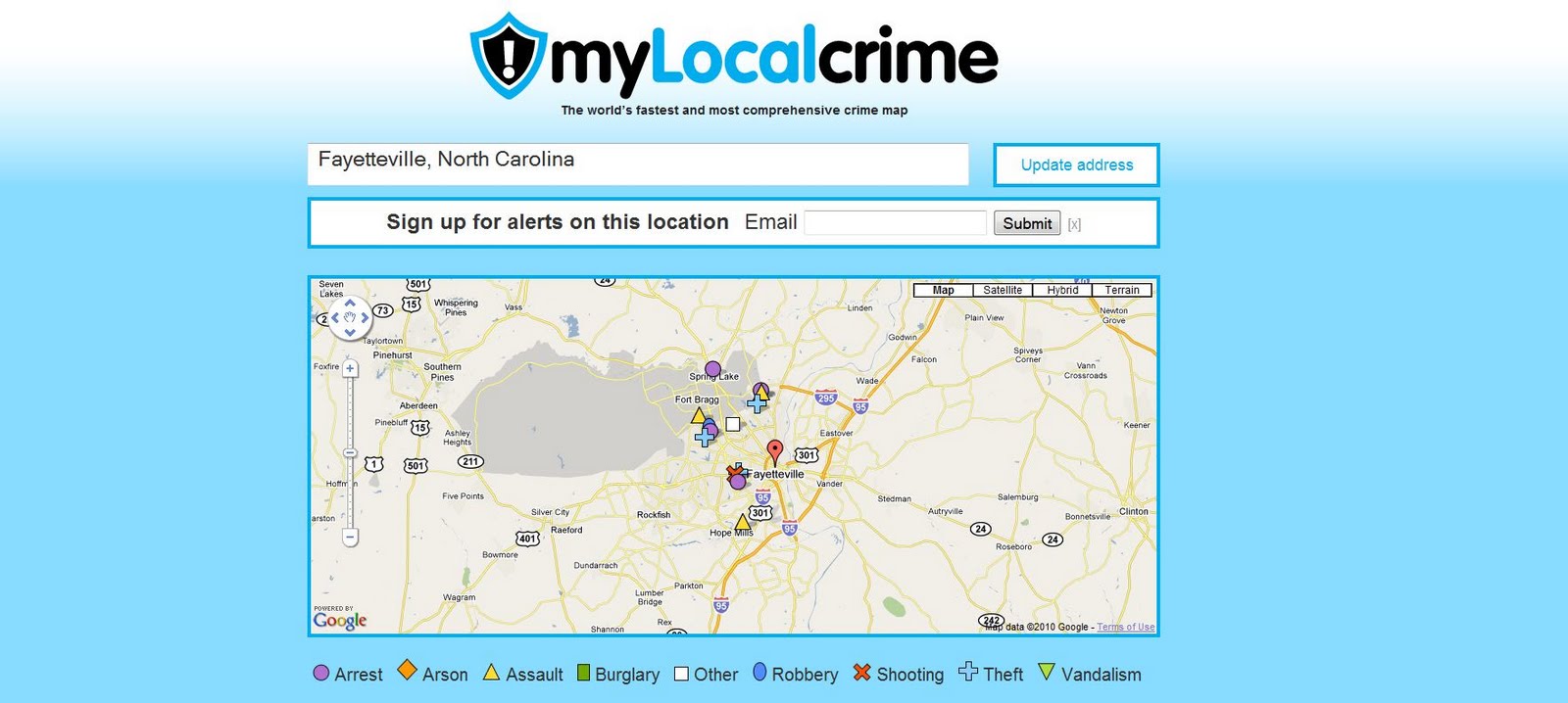 Crime Maps Around the World Fayetteville North Carolina Crime Map