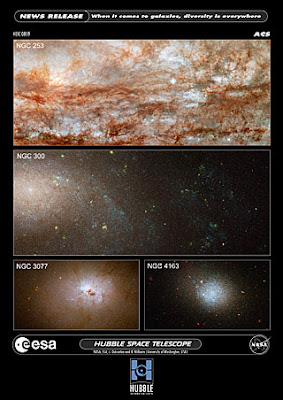 Composición de imagen por Hubble de galaxias del estudio ANGST