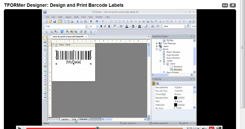 YouTube Video Label Printing Software TFORMer