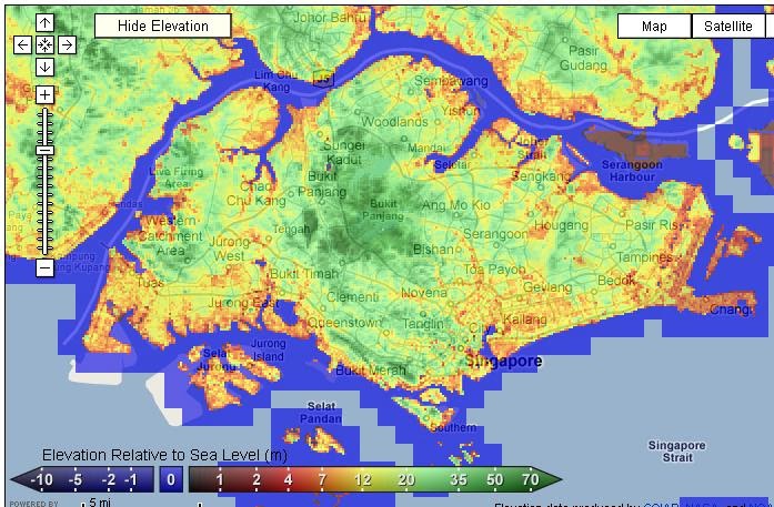 Singapore Sea Level Map Wild Shores Of Singapore: Singapore At 7 Metre Sea Level Rise