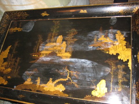 Black Japanned Side table, 19th c.