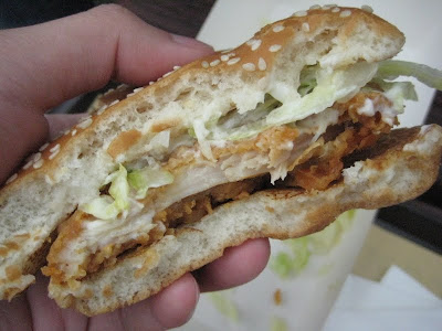 Cross section of the Spicy Chicken Filet Burger