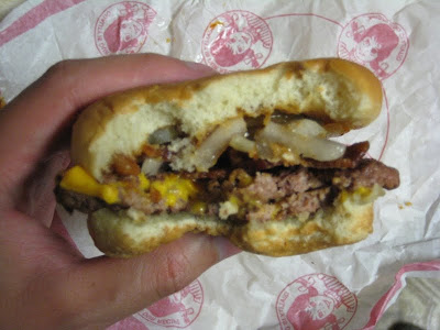 Wendy's BBQ Bacon Double Jr. Cheeseburger Deluxe cross section