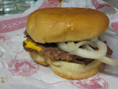 Wendy's BBQ Bacon Double Jr. Cheeseburger Deluxe side view