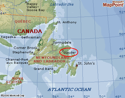 Gander Map from Carl's Travel Blog