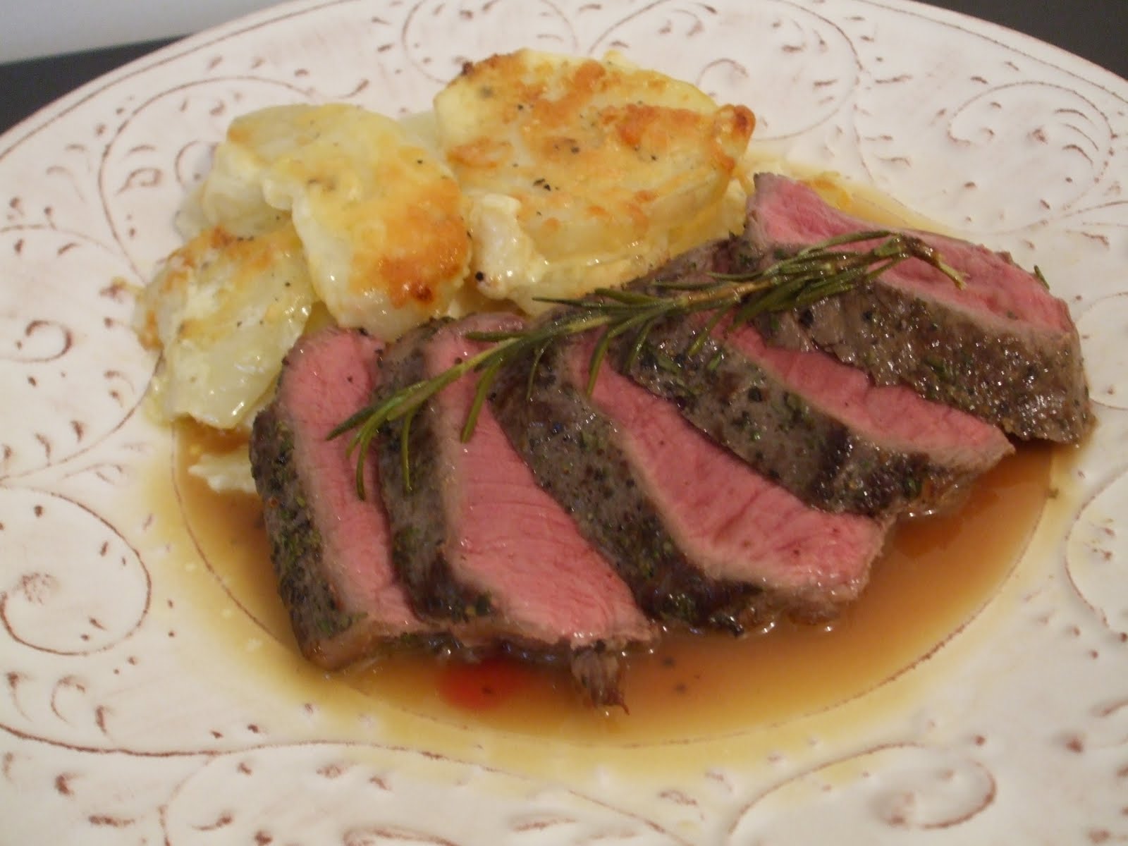 Homemade Pan Roasted Venison w Creamy Baked Potato and Celeriac