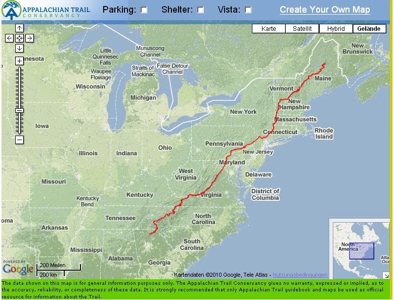 Карта гор аппалачи