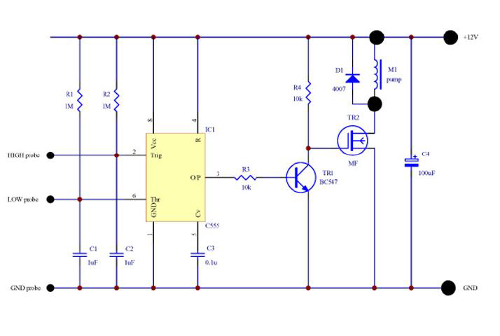 Automatic Water Level Circuit. | Wiring Diagram