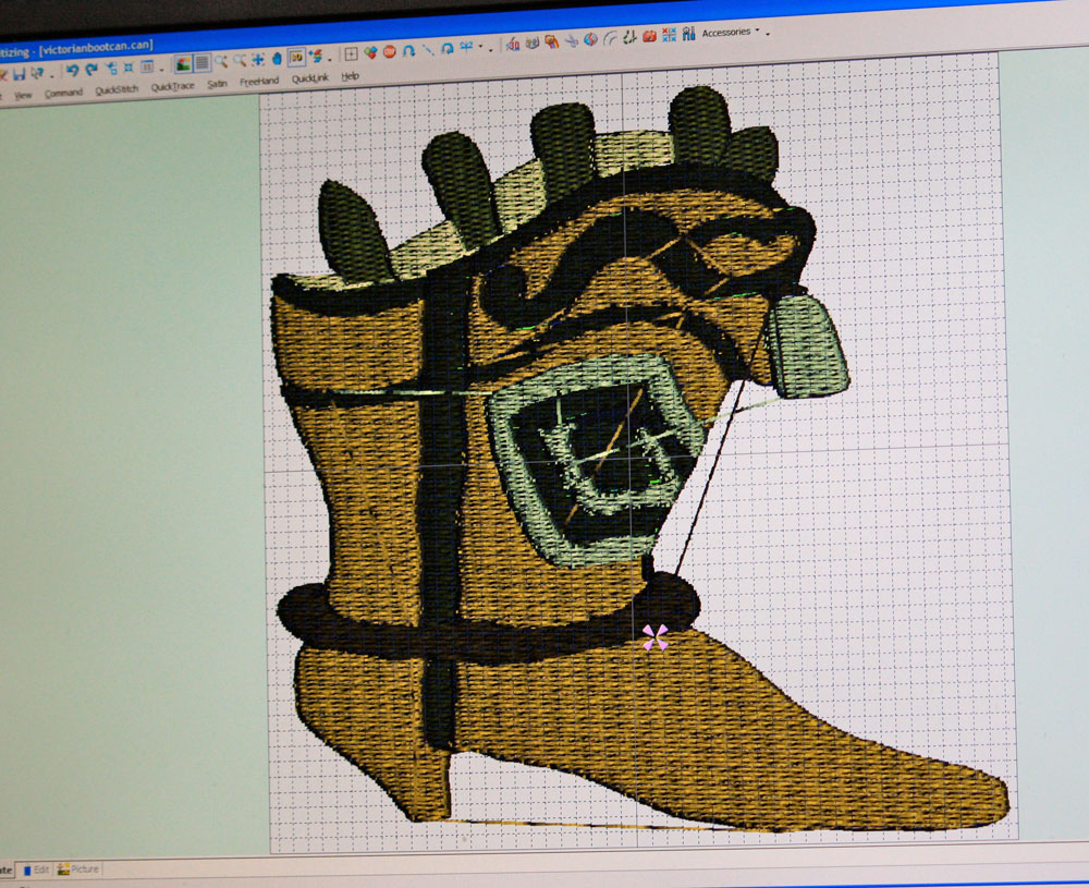 Waterrose Handcrafted Obsessions Embroidery Digitizing Victorian Boot