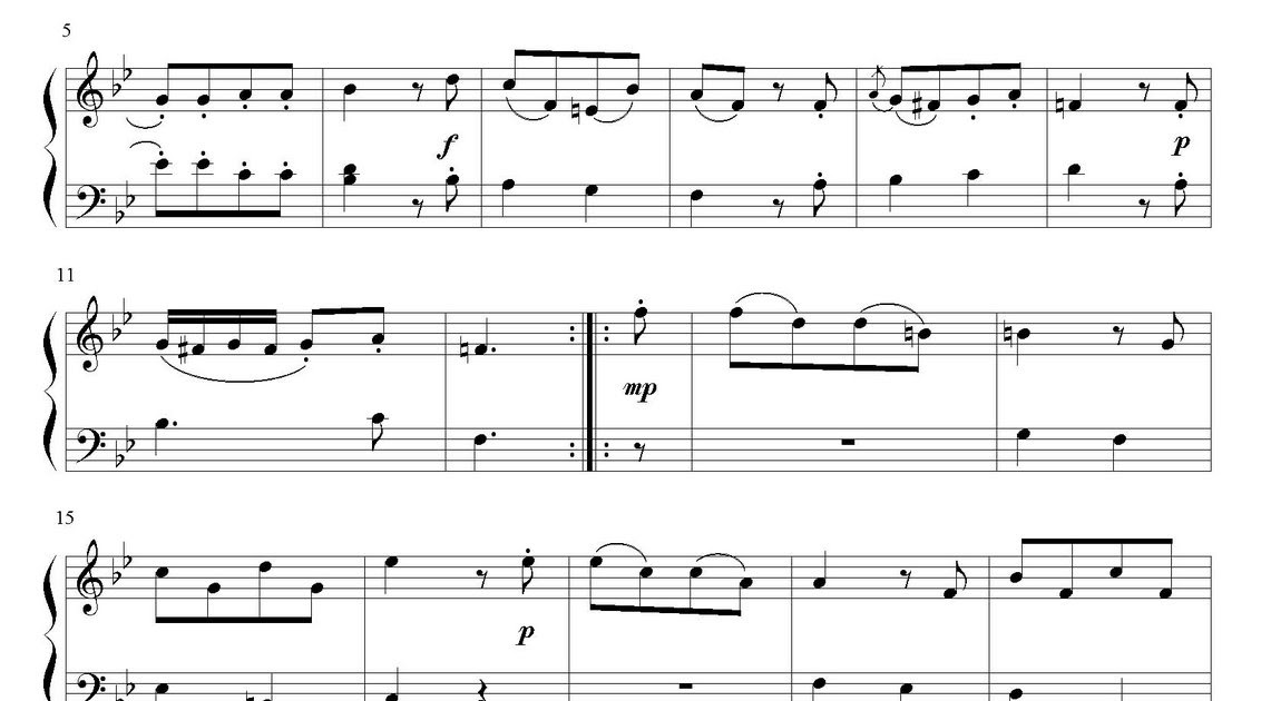 Easy Piano Sheets for piano beginners: Wolfgang Amadeus Mozart easy