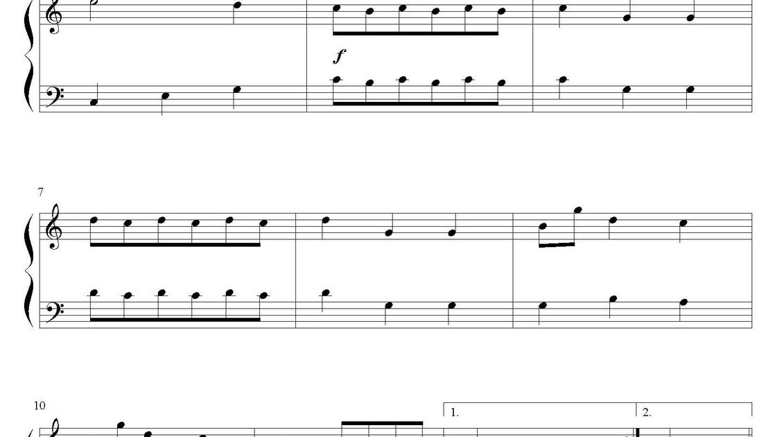 Easy Piano Sheets for piano beginners: Leopold Mozart easy piano sheet