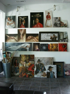 Art studio of artist Shannon Christensen, which she created in her two-car garage