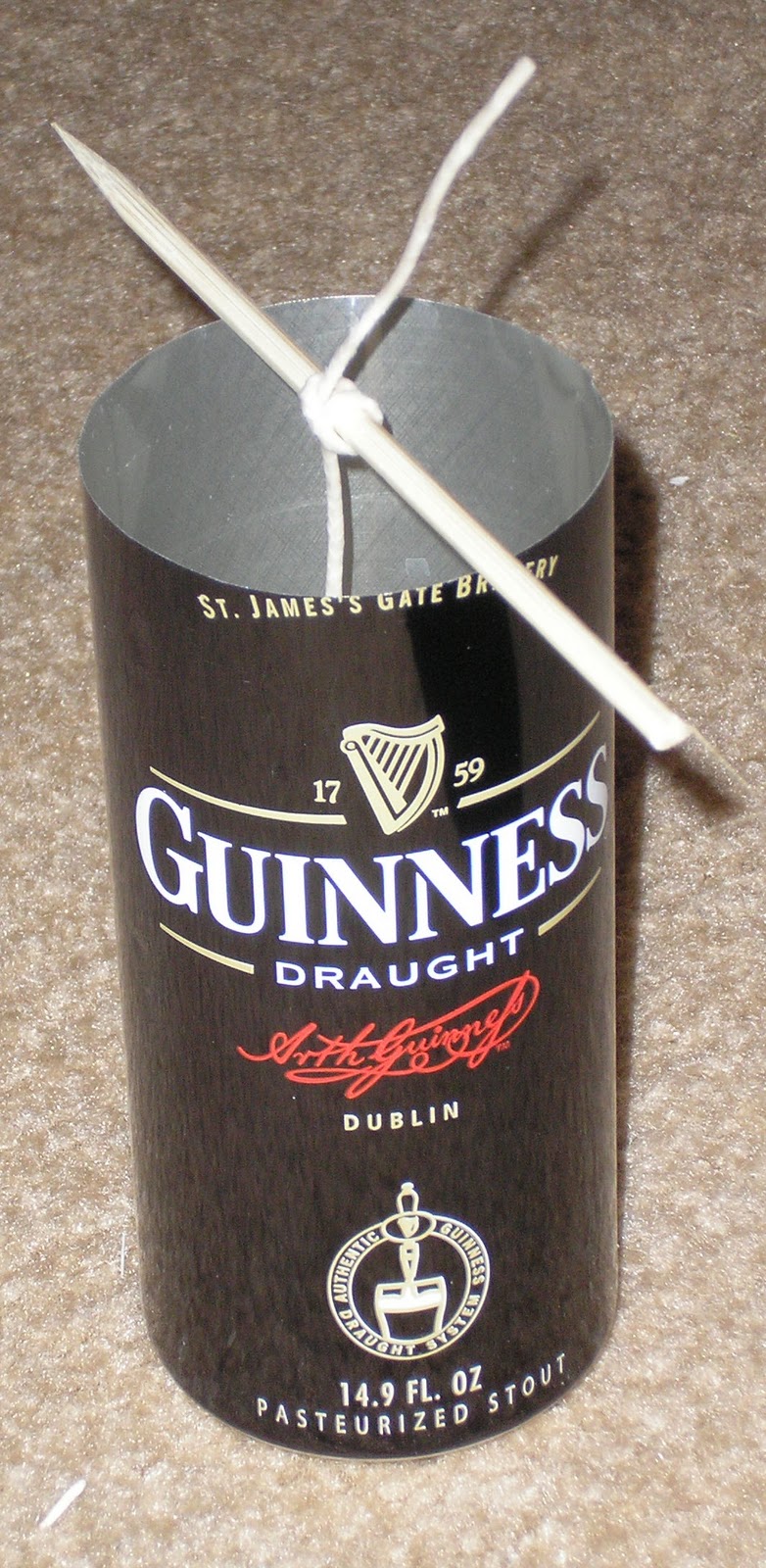 Not a Moment to Spare Recycling wax and Guinness cans