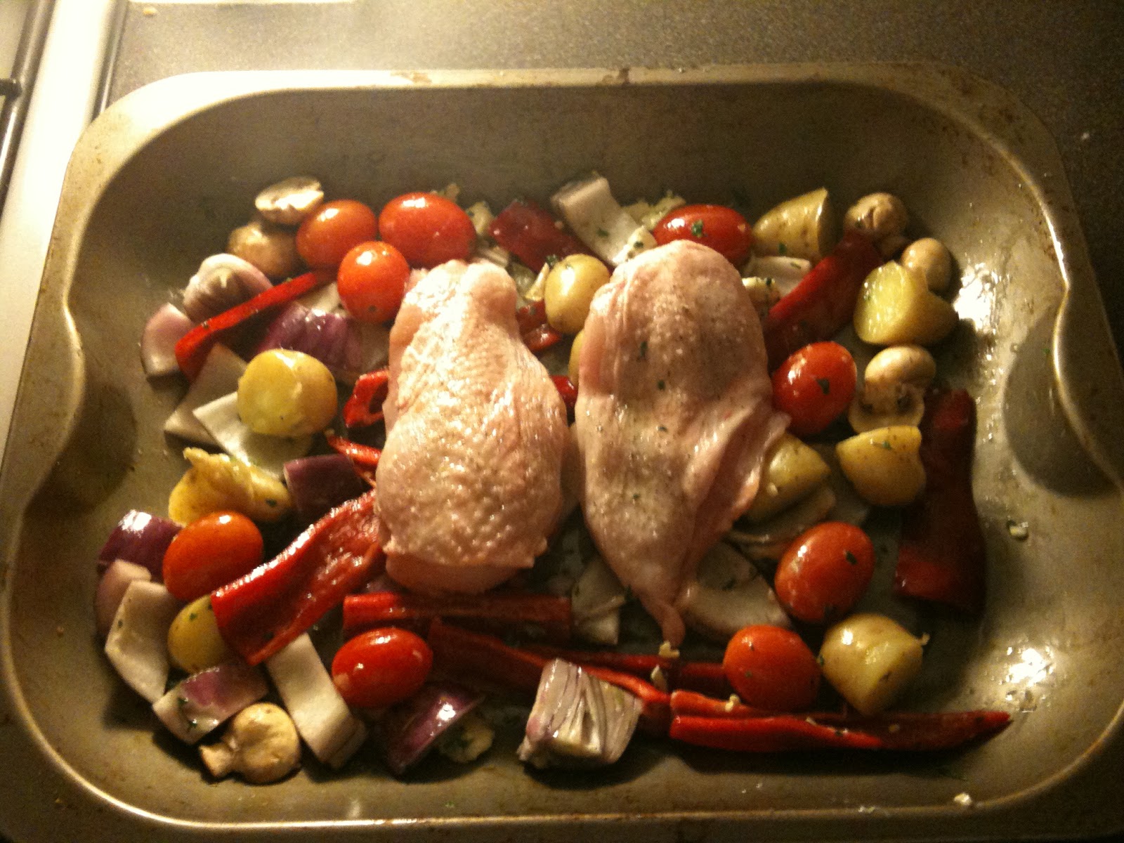 Jayne's Kitchen: Chicken and Roast Vegetable Tray Bake