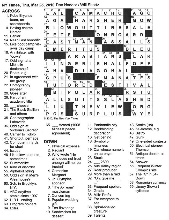 The New York Times Crossword in Gothic 03.25.10 — Odds and Ends