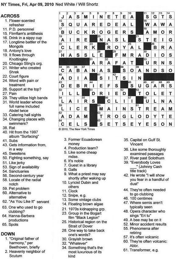 The New York Times Crossword in Gothic 04.09.10 — Whatever
