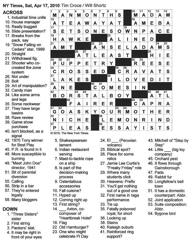 The New York Times Crossword in Gothic: 04.17.10 — All in ...