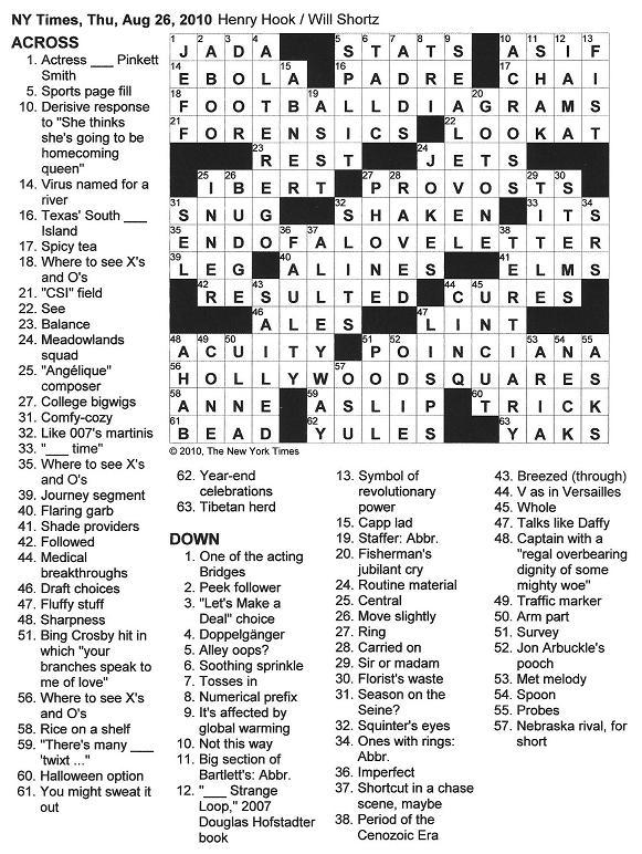 the new york times crossword in gothic august 2010