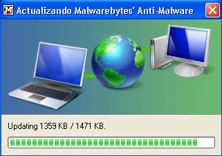 Actualizando Malwarebytes’ Anti Malware, paso esencial para restablecer nuestra página de inicio.