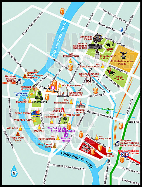 Complete Tourist Attractions Map of Bangkok Thailand,Bangkok Thailand Tourist Attractions Map,things to do in bangkok,Wat Arun the Grand Palace Wat Pho Rattanakosin island Wat Ratchanaddaram Wat Suthat Golden Mount Siam Square Dusit Palace National Museum Silom location map
