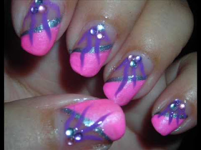 royal nail art: pink blue nail