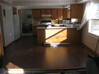 pergo, laminate wood floor, kitchen floor, mahogony, dark