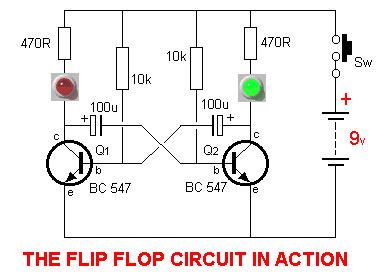 A Transistor RS Flip Flop | electro,circuit, schema & Datasheet