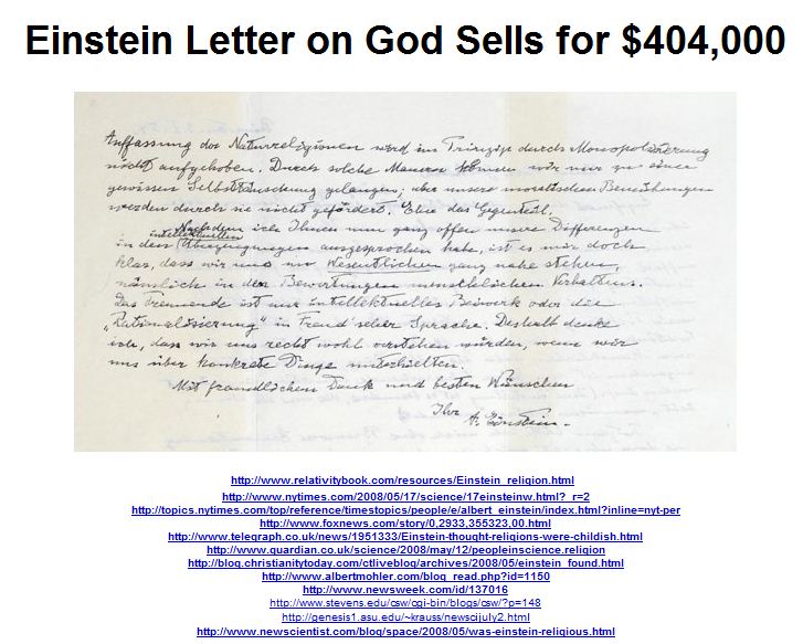 Einstein Letter on God Sells for $404,000