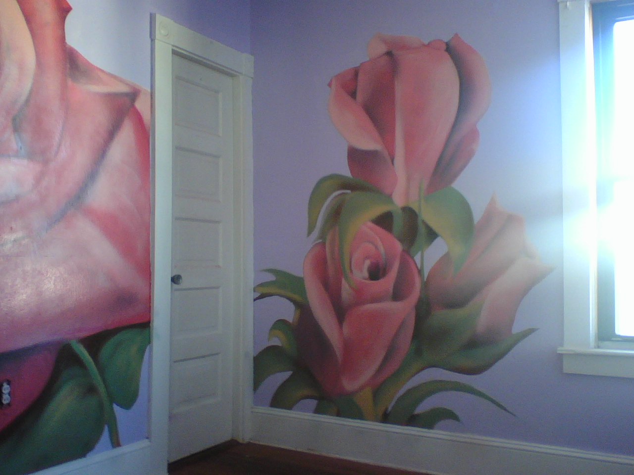 rose mural in dining room