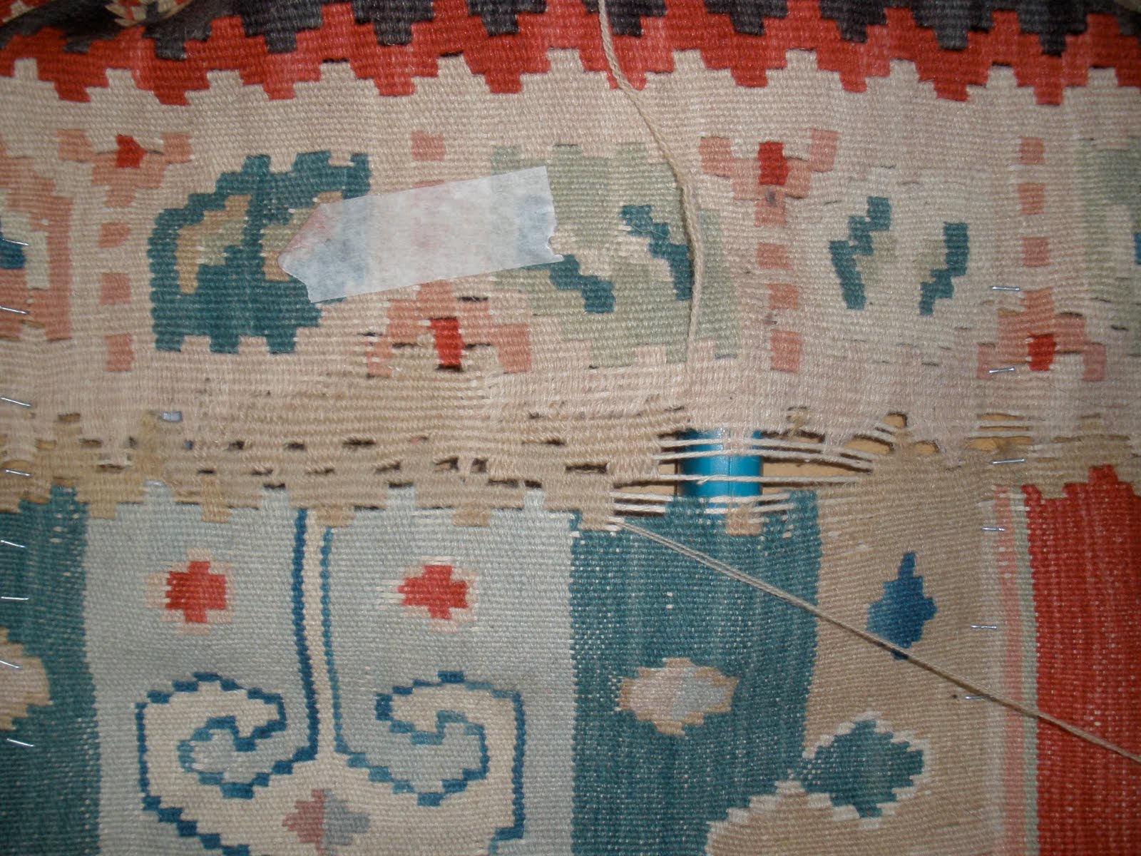 Kilim Restoration Mid Process