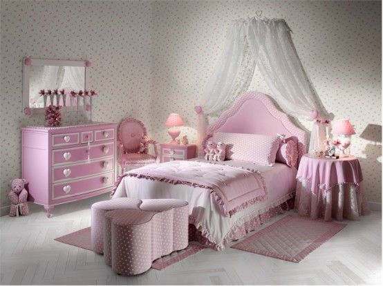 Quarto de menina rosa e branco, decoração, cor, estilos e muitas idéias