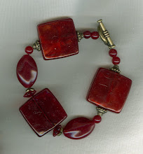Red Square and Antique Gold Bracelet