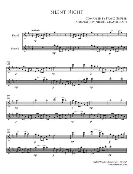 Nicole Chamberlain, Composer & Flutist: Silent Night - Flute Duet