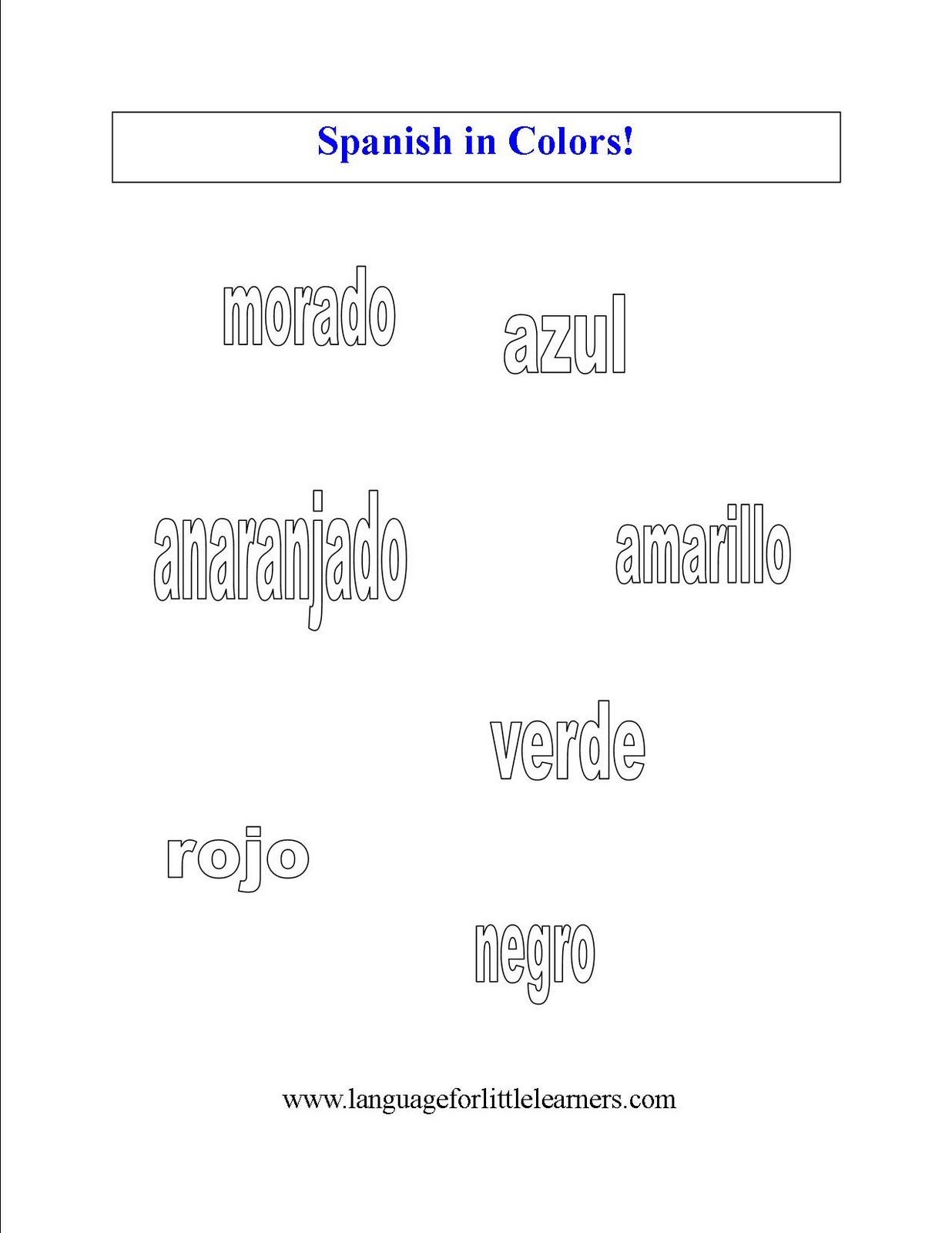 Spanish for Little Learners: Worksheet to Learn Colors in Spanish