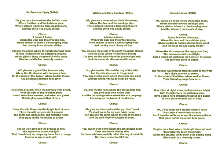 FARR Residency Project: home on the range lyrics